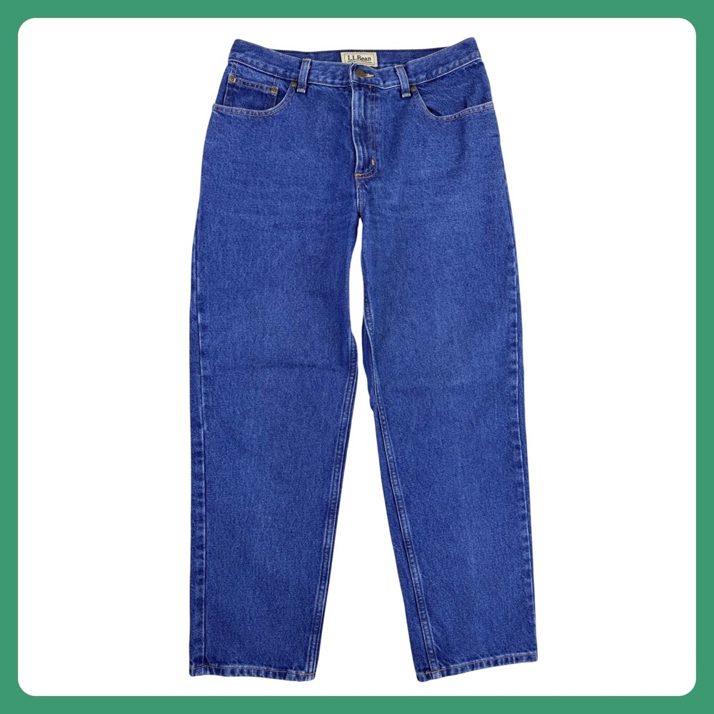 LL Bean Original Fit Traditional Jeans Women 12 Petite x 28" Blue Straight Denim